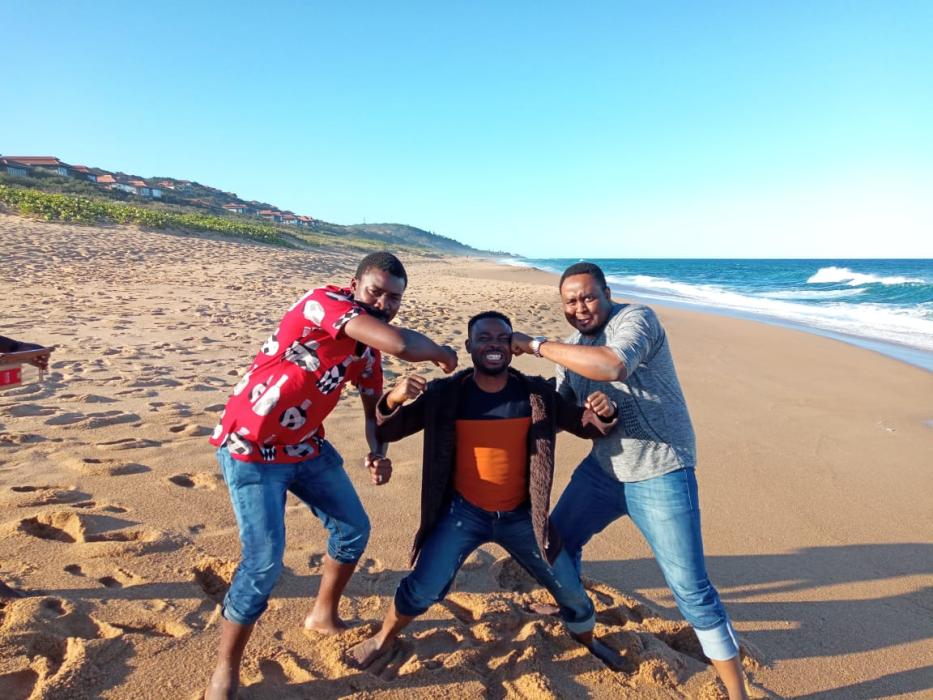Tatenda and Stephen having fun moments with Paul.